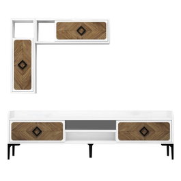 Hanah Home Mueble de TV Samba - Blanco y Nogal